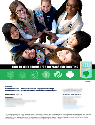 Pic: RFP Response cover: Nonprofit, Girl Scouts of Southwest Texas (San Antonio, TX)