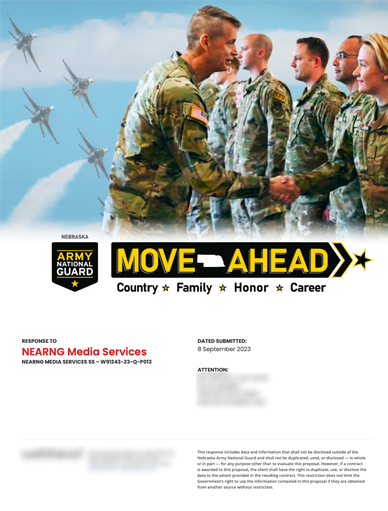 Pic: RFP Response cover: Military, Nebraska Air National Guard