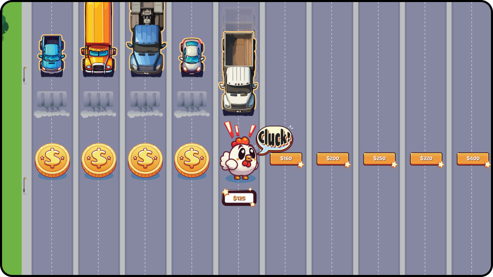 Crossy Roads-type game, Cluckin' Cross, impending fail