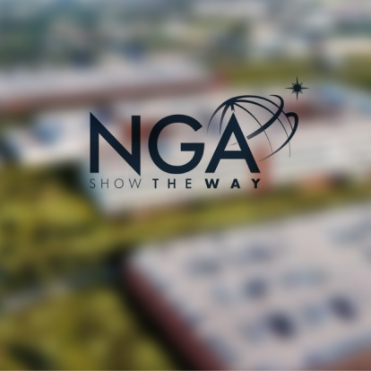 Featured Image: Blurred image of government buildings from high altitude with the NGA logo superimposed
