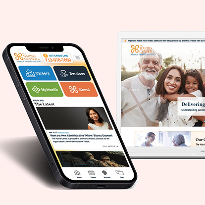 Feature pic: The Harris Center for Mental Health and IDD website redesign and mobile app