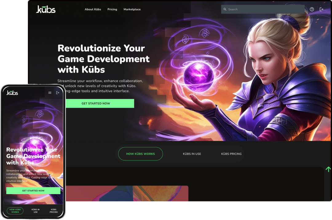 Pic: kūbs responsive mobile and desktop homepage