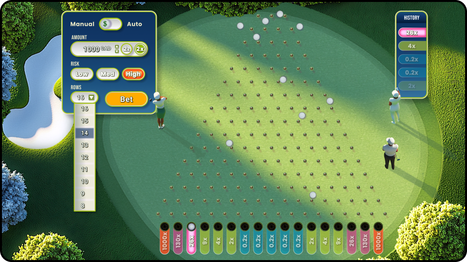 Plinko-Type Game: Golf: Gameplay