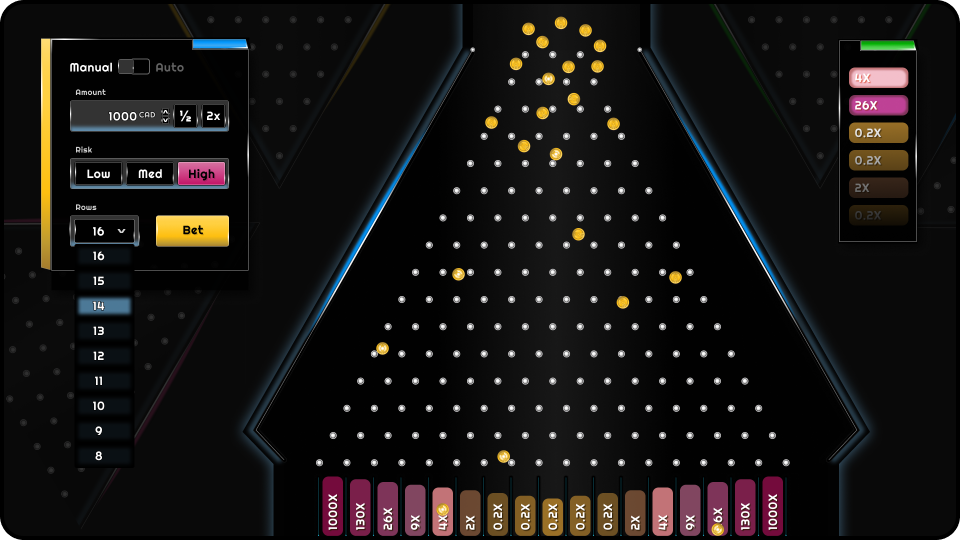 Plinko-type game, Quantum Cash, gameplay