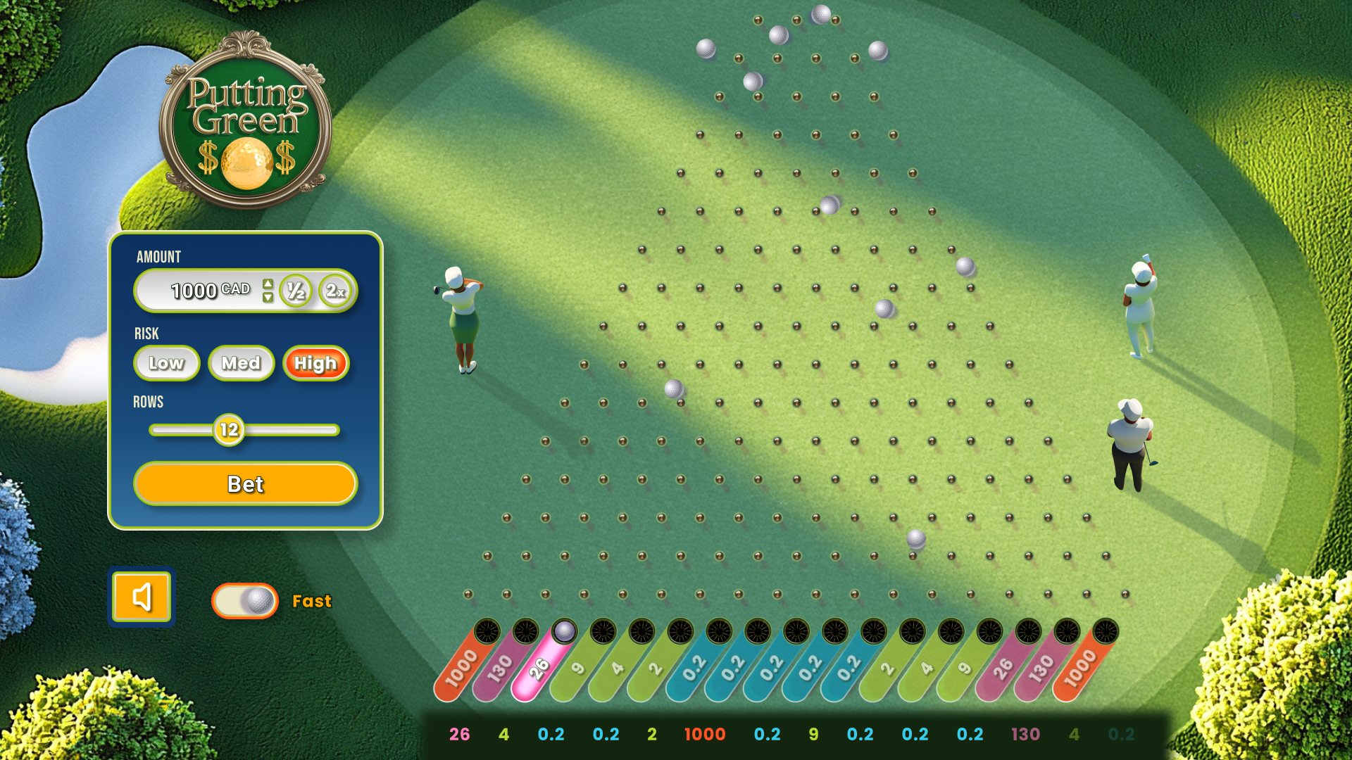 Video Game Design: Putting Green, a Plinko-style casino betting game