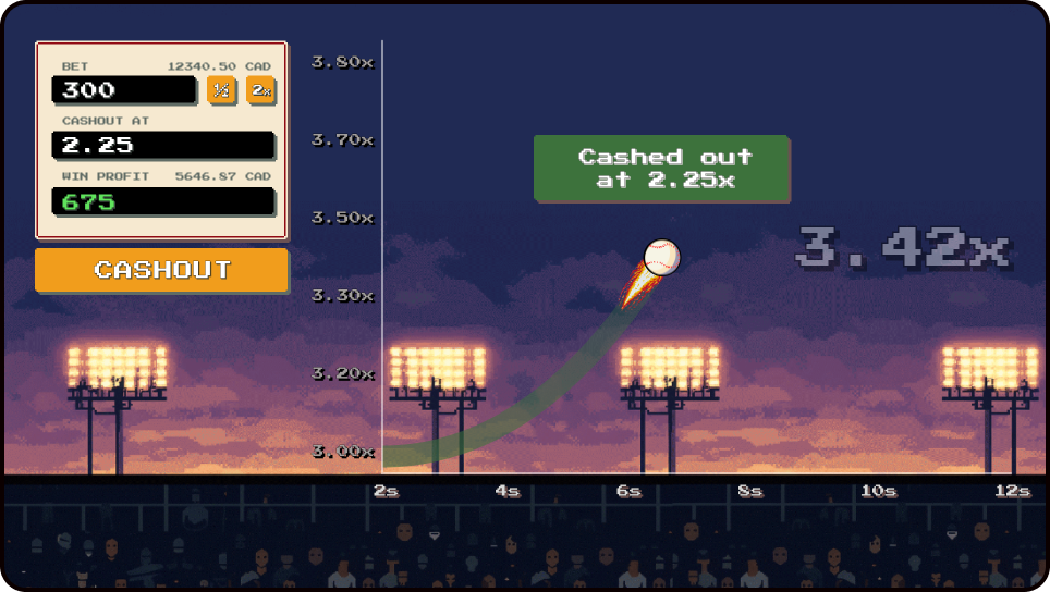 Crash-type casino/kiosk game: Cashout