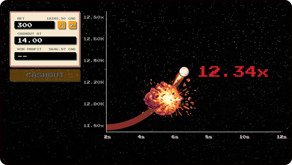 Crash-type casino/kiosk game: Crash at high altitude, final