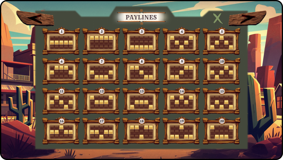 Slots game, Tumbleweed, info screen, Paylines