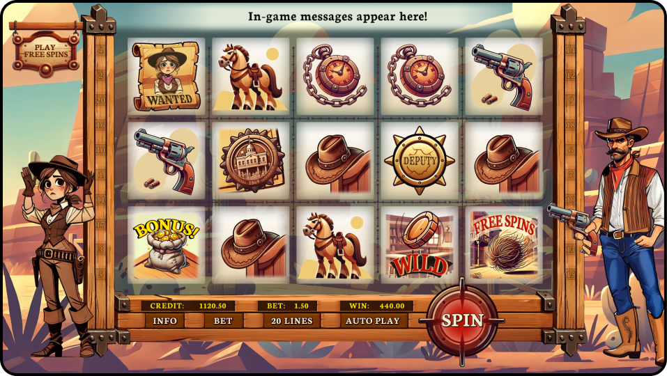 Slots game, Tumbleweed, gameplay